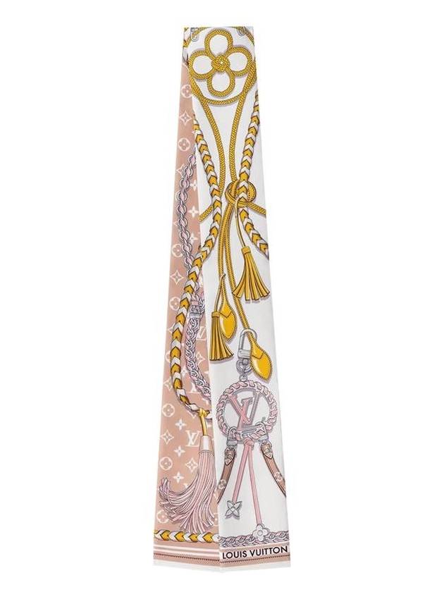 Women's Mix And Strap Silk Scarf Light Pink