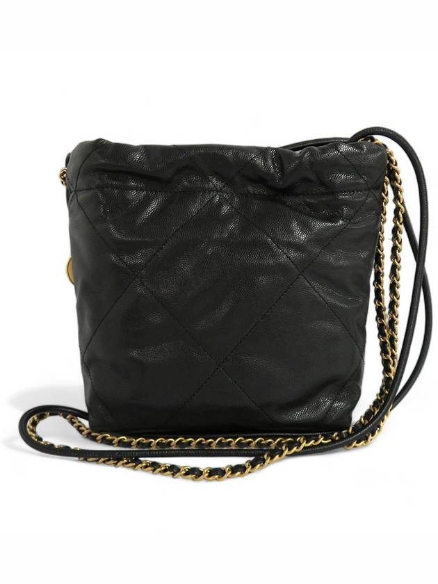 22 Mini Chain Bag Shiny Calfskin All Black AS3980