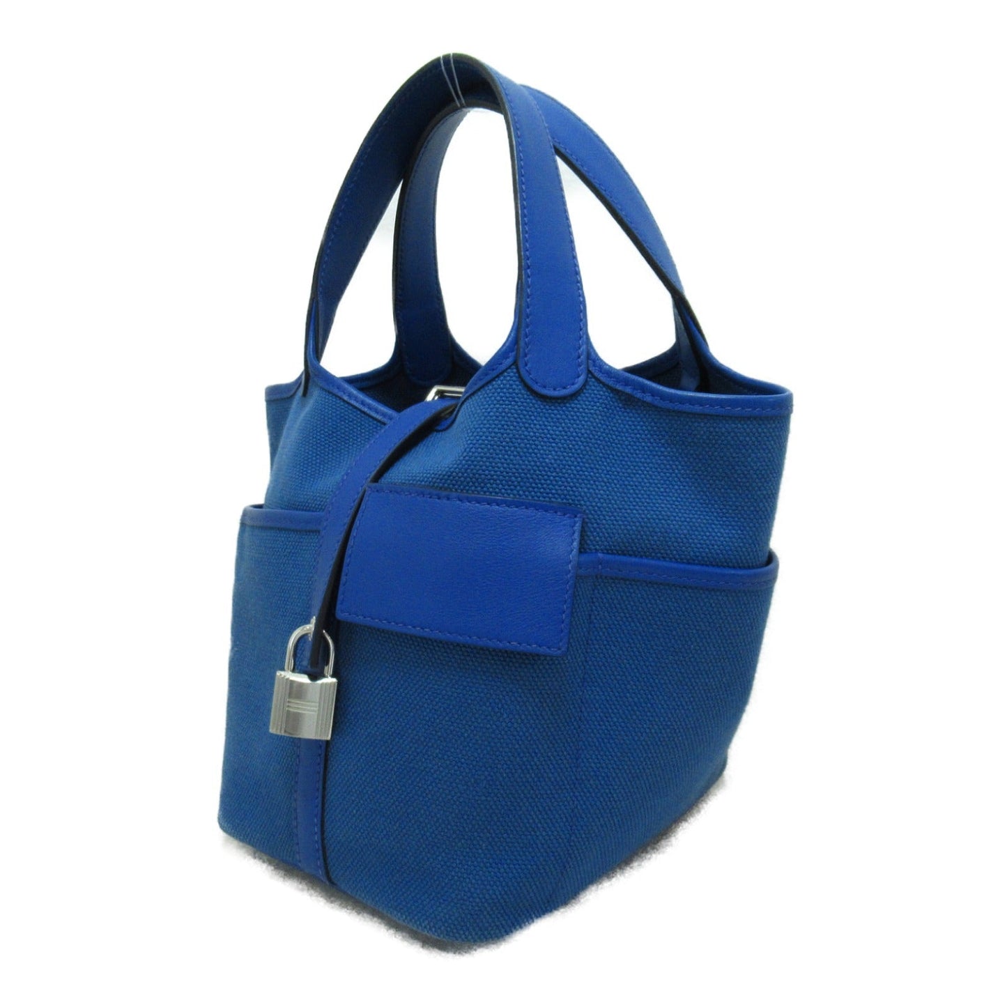 Hermes Picotin Lock Car Goat PM Blue  Tote Bag  Bag Leather Linen  Tote Bag  Blue