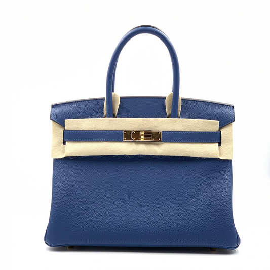 Hermes birkin 30 deep blue togo gold hardware