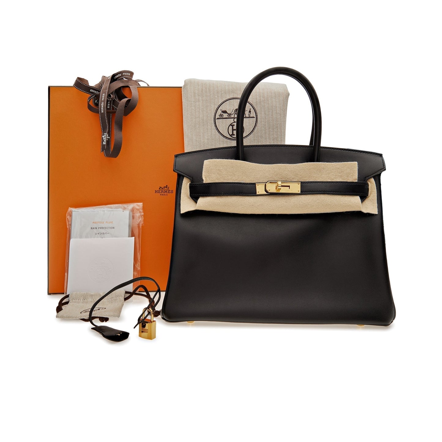 Hermes Birkin 30 Black Box Leather Gold Hardware