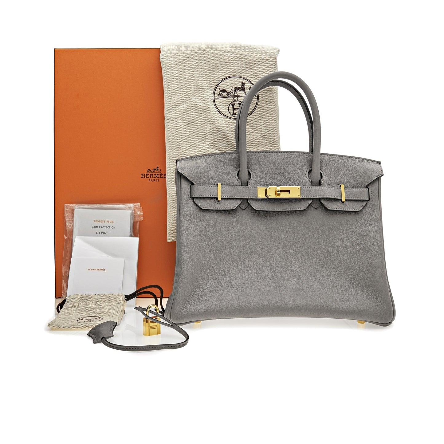 Hermes Birkin 30 Gris Togo Leather Gold Hardware