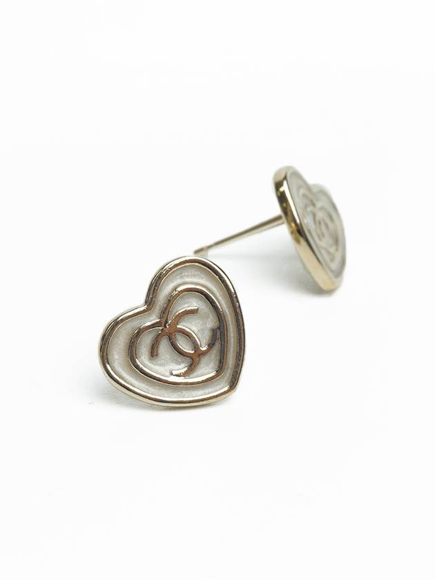 Chanel CC logo heart earrings full set