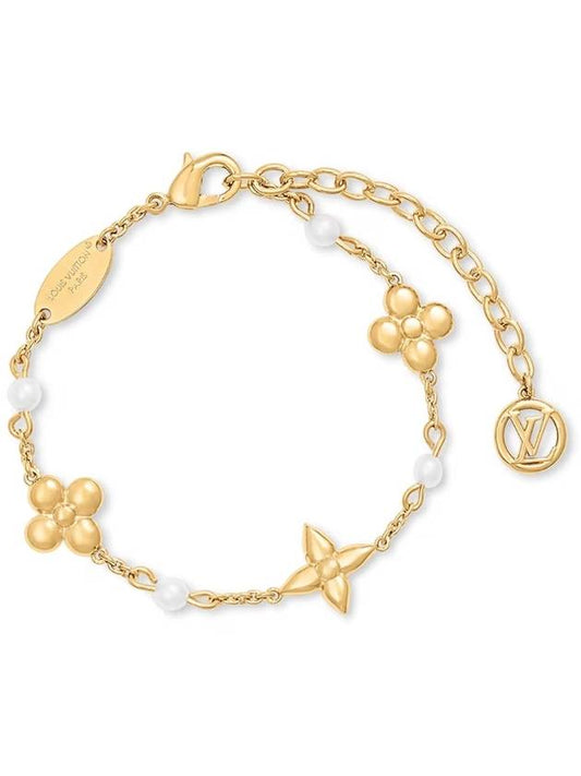 Women's Louisa Monogram Flower Charm Bracelet Gold