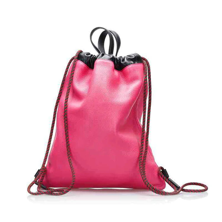 GUCCI Drawstring Backpack, Pink Leather