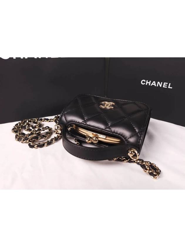 Women's Gold Vanity Retro Lambskin Chain Mini Bag Black