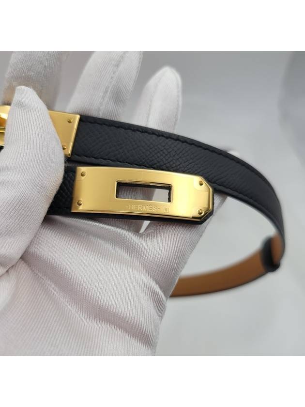 Women's Kelly 18 Gold Leather Belt Black