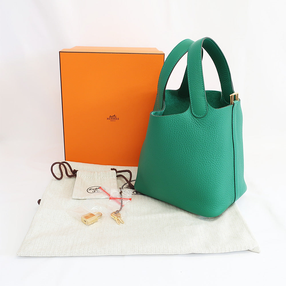 HERMES Hermes Picotin Lock PM Handbag B刻 2023 Made around Vertigo G  Green clemence  New Unused]  Vertigo Quality Woodwear