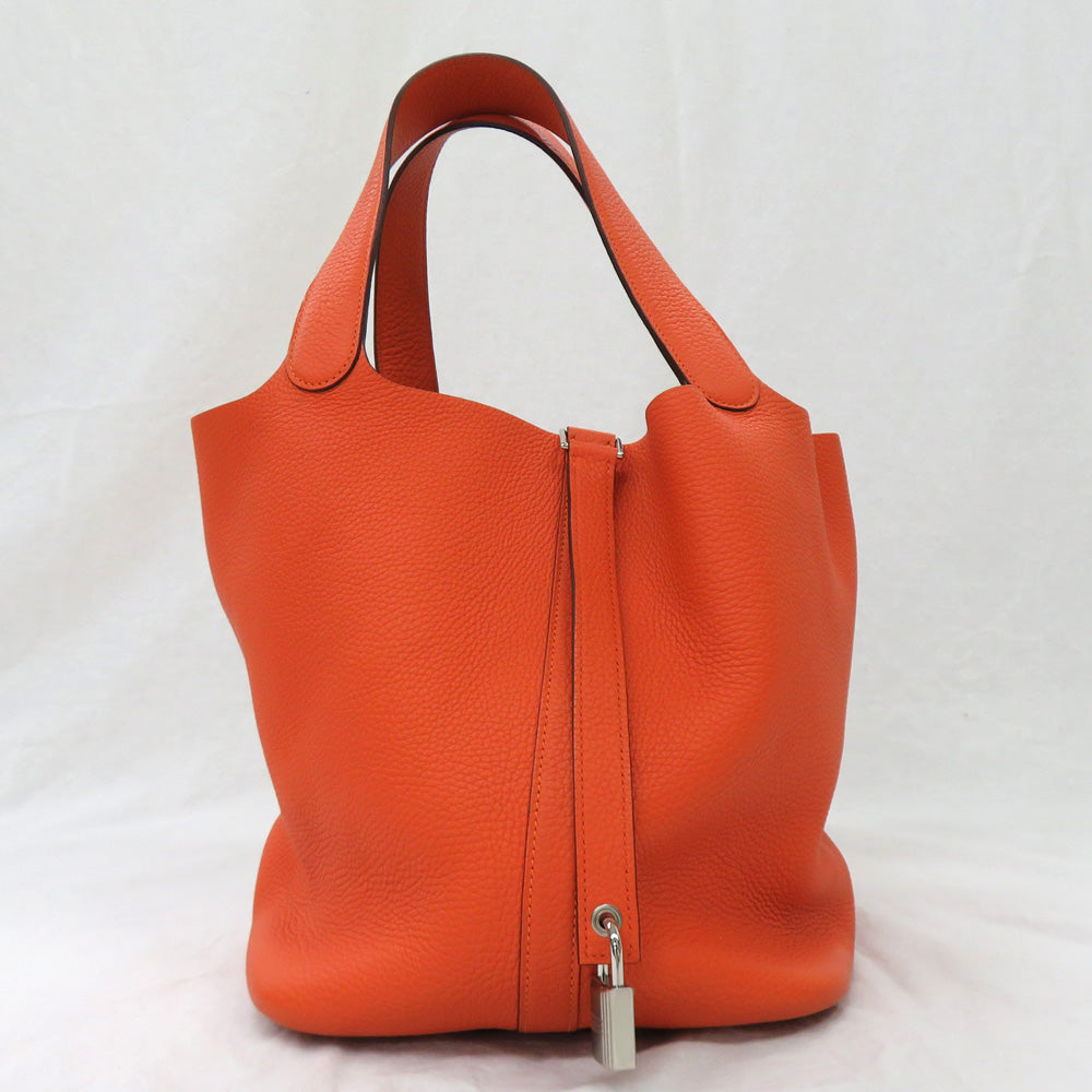 Hermes Picotin Lock GM 26 Orange  Clemence Silver  T  2015 Manufacturing Handbag Leather  Unisex