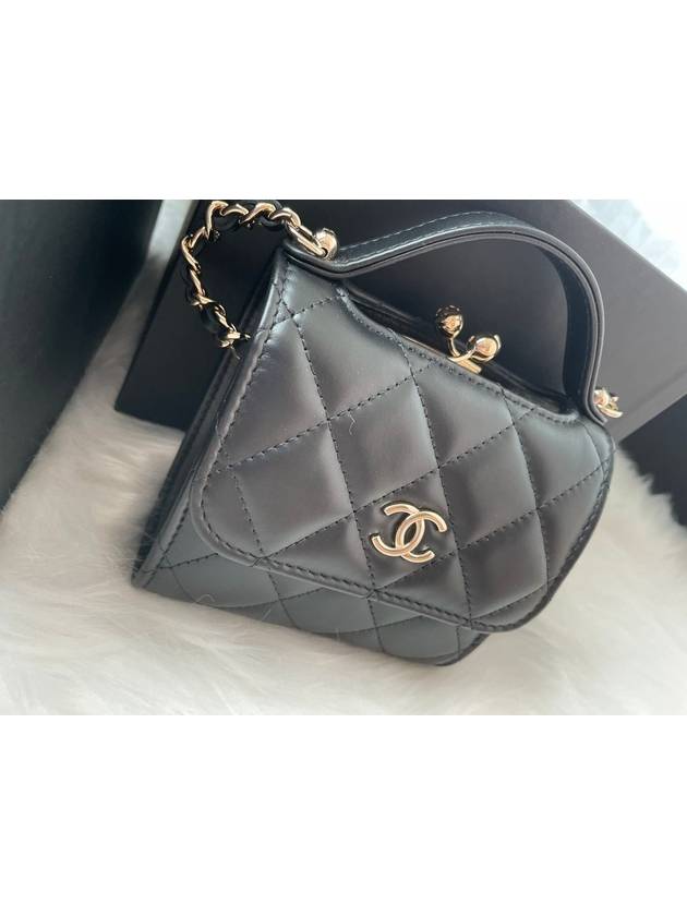 Women's Gold Vanity Retro Lambskin Chain Mini Bag Black