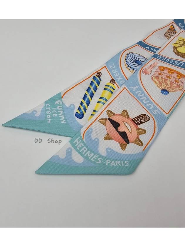 24S Scarf Twill Funny Ice Cream Twilly Aqua H064109S