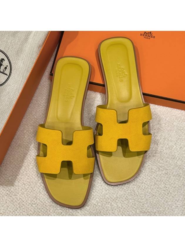 Women s Oran Sandals Calfskin Suede Yellow