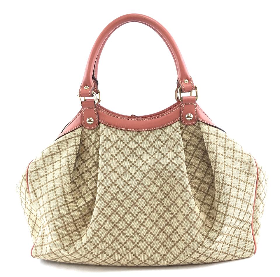 Gucci Sukey Hobo Gg Diamante Tote Leather Brown and Orange Canvas Shoulder Bag