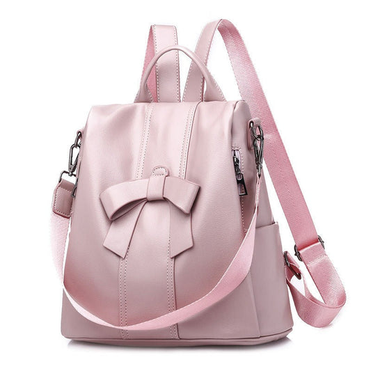 Leather Bowknot Backpack For Women