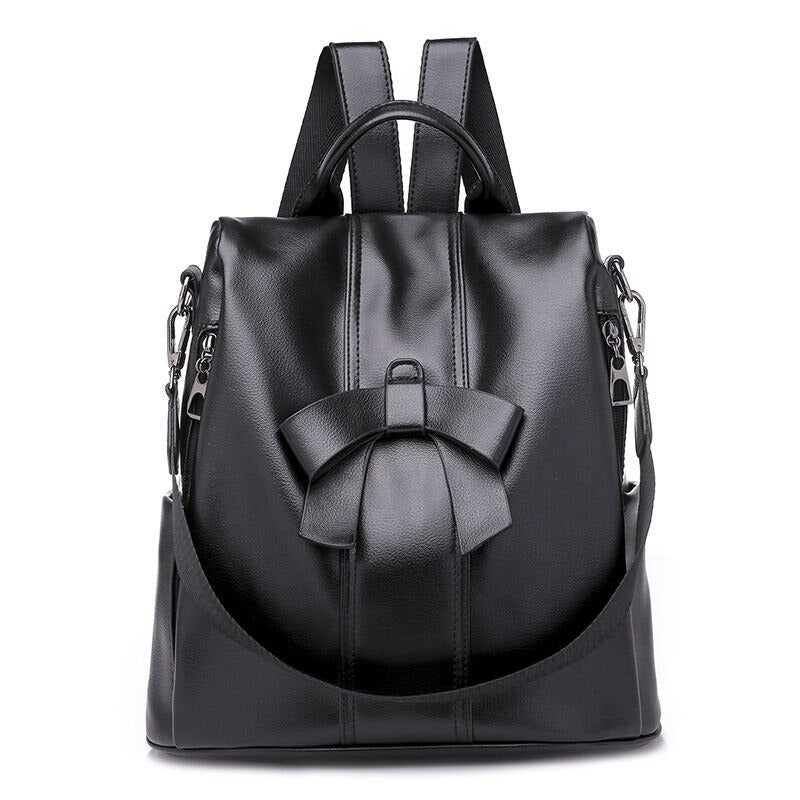 Leather Bowknot Backpack For Women