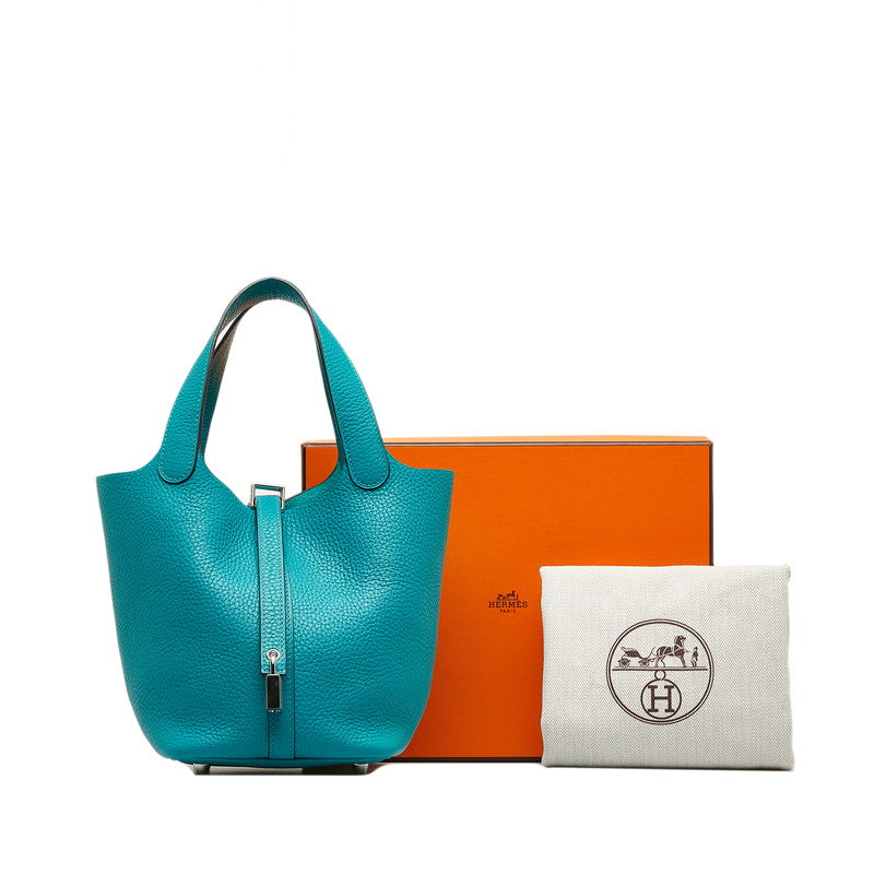 Hermes Picotin Rock PM Handbag Blue Paon Tryon Clemence Leather